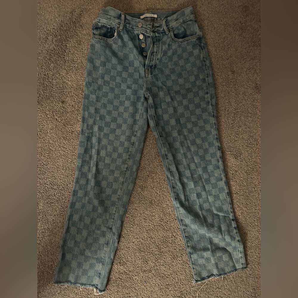 Lightly worn, PacSun checkered jeans. Size 26, High Rise Straight.